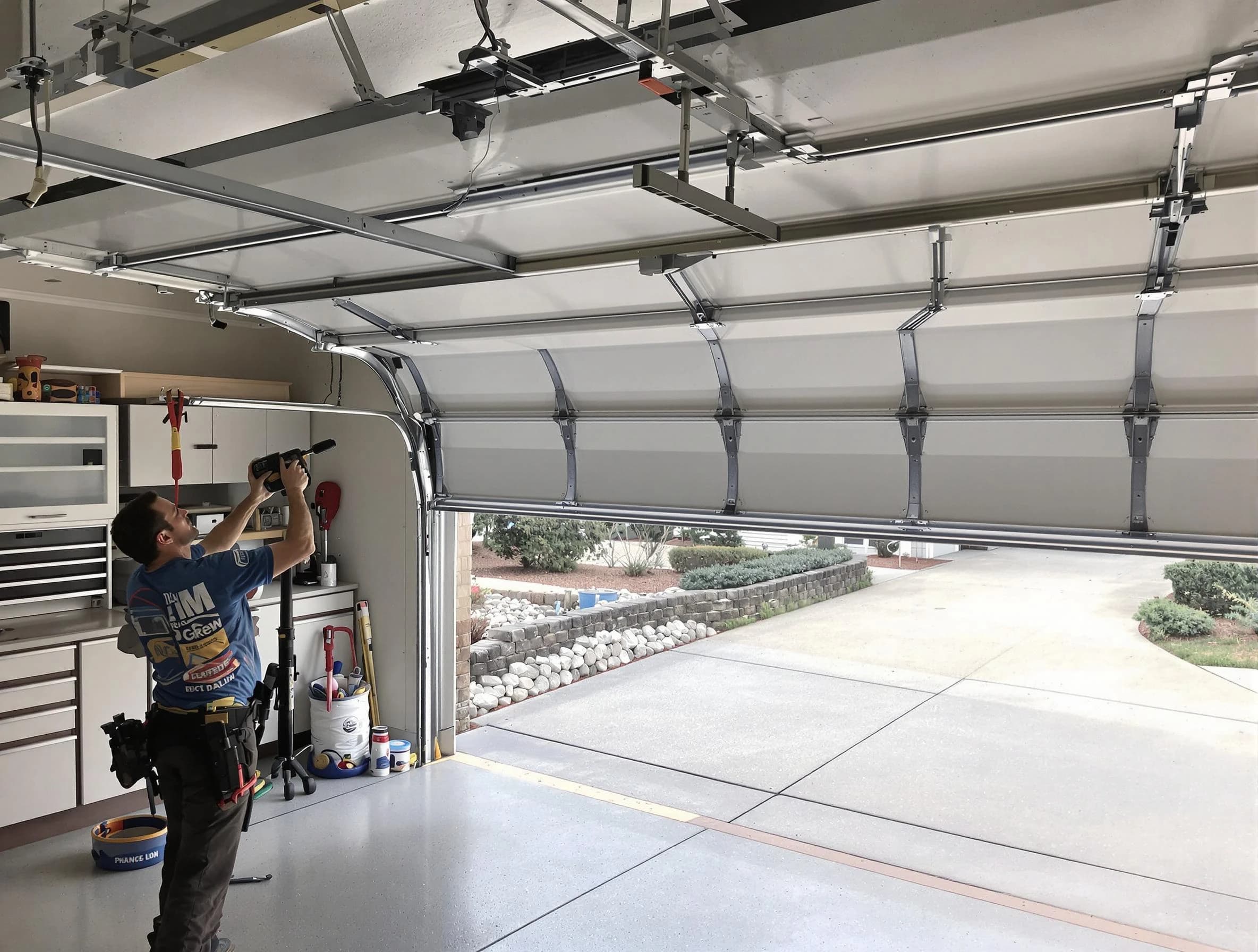 Garage door track repair service by Midway Garage Door Repair in Midway