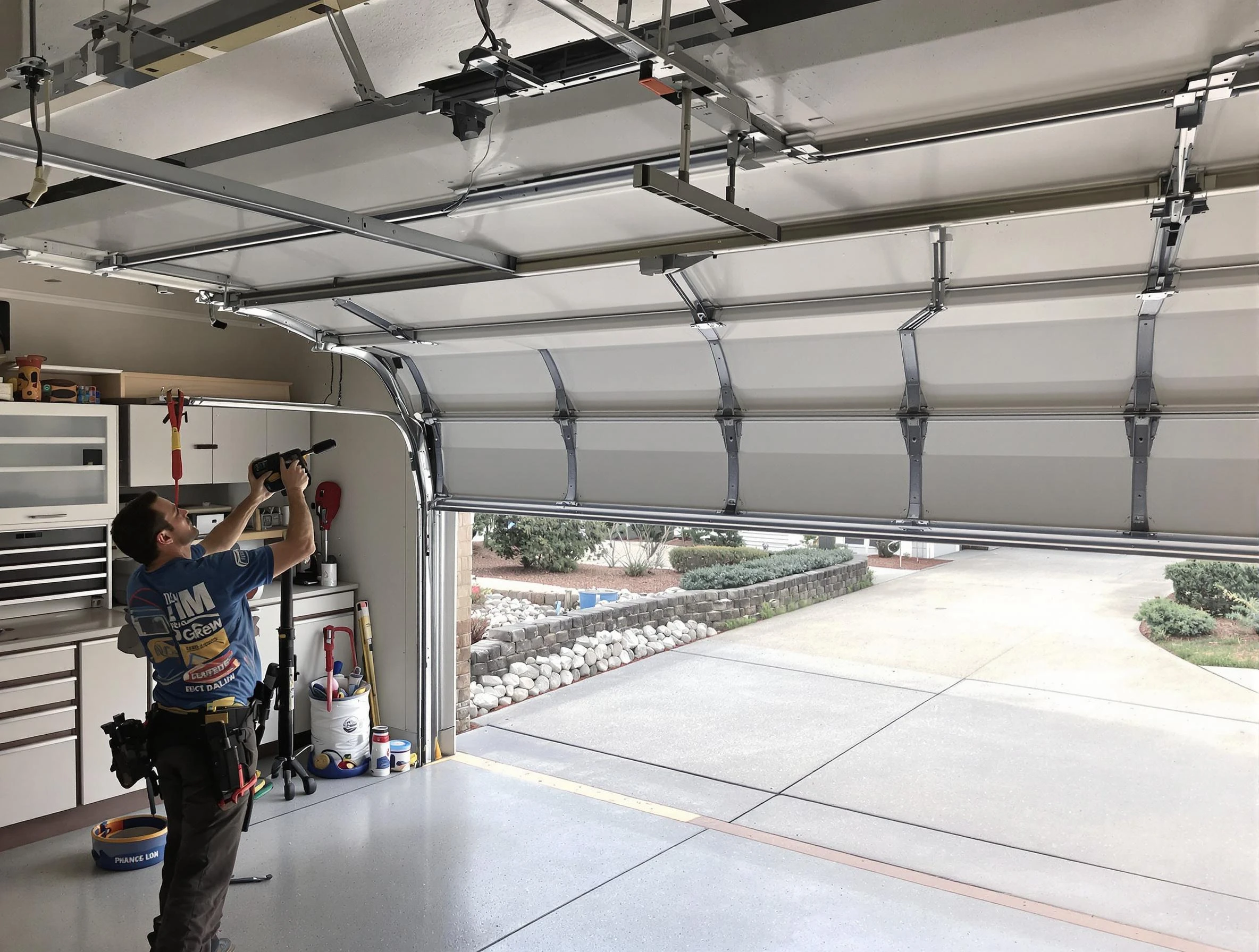 Garage door track repair service by Midway Garage Door Repair in Midway